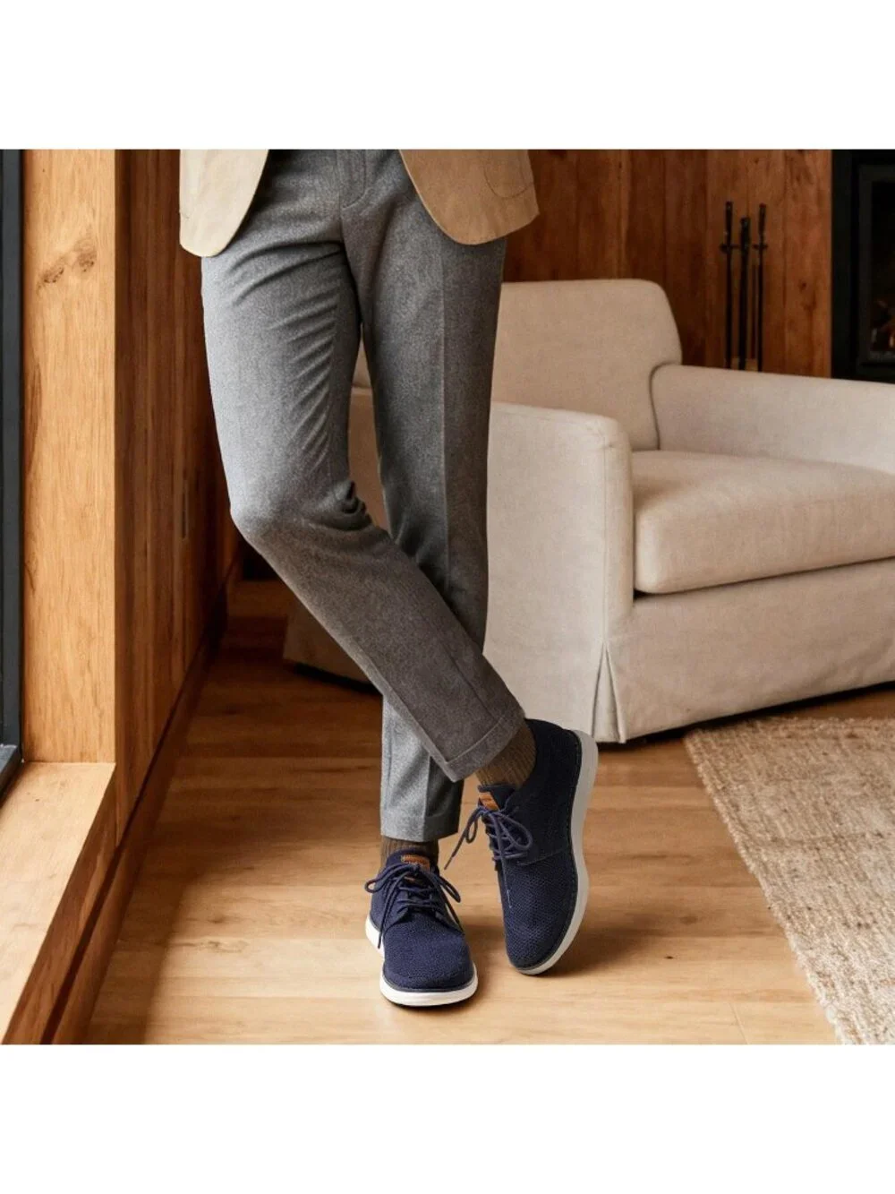 Bruno Marc Men's Dark Blue Ethylene Vinyl Acetate Lace up Lightweight Sneakers